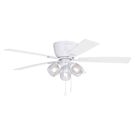 Vaxcel Brayton White Transitional 3-Light Flush Mount Ceiling Fan, Pull Chain, Reversible Blades F0117
